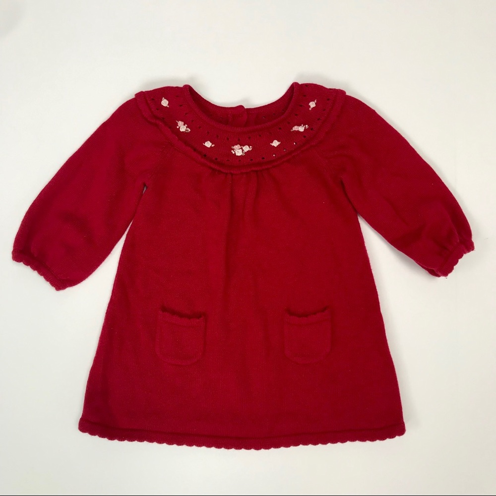 Janie and Jack red sweater dress, 6-12 months